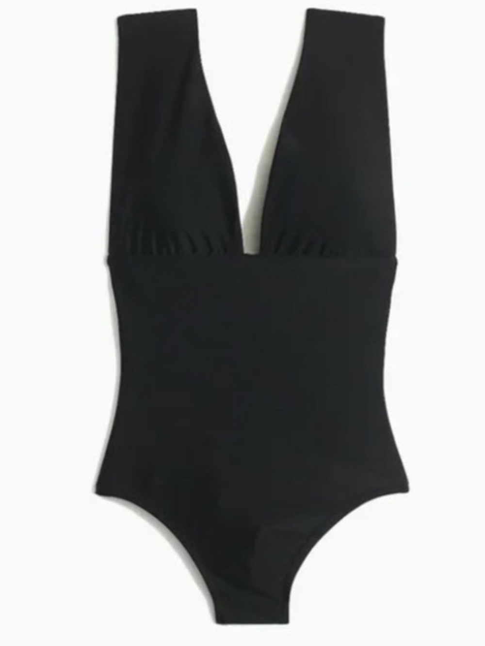 J.Crew V-neck One Piece Ruched Swimsuit black lined padded size 14 NWOT